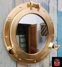 17 Inch Vintage Brass Heavy Porthole Mirror Captain Retired Navy Officer  Gift 