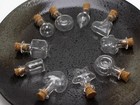 10 Assorted Mini Empty Glass Bottle Vials Cork Charm Pendants Wish Bottles