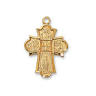 Gold Plated Sterling Silver 4 Way Cross Medal Pendant With 18  Chain