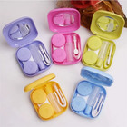 1pcs Mini Square Contact Lens Case With Mirror For Women Colorful Lens Box Eye C
