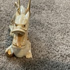 Vintage Japanese White Iridescent Dragon Figurine Statue W  Gold Accents
