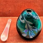 Signed Art Glass Perfume Bottle Iridescent Hand Blown Turquoise With Stopper