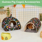 Rabbit Bed With Tunnel  2 Pack Guinea Pig Toys Set  Green Flowers