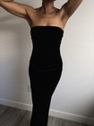 Vtg Charlotte Russe Long Dress Xs Womens Velvet Skinny Girl Stretchy Witchy Tube