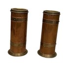 Set Of Two Vintage Art Deco Copper brass Cannister Candle Holders