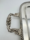 Vintage Sheridan Ornate Silver Plate Footed Serving Tray Butler 2-handle 23 x13 