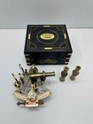 Nautical Brass Sextant From London J  Scott Antique Engraving With Handmade Box