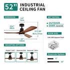 52 Inch Ceiling Fan 3 Blades Pendant Lamp With 6 Speeds Motor   Remote Control
