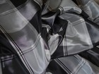 Rare Antique Mid 19thc French Plaid Silk Taffeta Fabric   Black Gray 