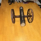 Decorative Metal Cannon Display Piece  Wheeled Spoked Wheels  Black brown