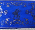 Antique French Cobalt Blue Laquer Trinket Box  Palais Royal C1800