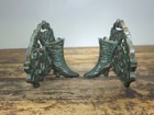 Pair Of Vintage Victorian Style Cast Aluminum Boot Bookends - Verdigris Finish