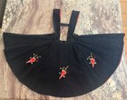 60   s Vintage Girls Black Skaters Corduroy Skirt  Suspenders  Vest Red Lined 