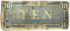 1864  10 Confederate States Of America Note Richmond Va  Bw7
