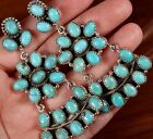 3-tiered  680 Navajo Turquoise Cluster Dangle Sterling Silver Earrings Heavy 