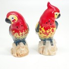 Vintage Parrot Bird Salt   Pepper Shakers Japan 1950 s Ceramic Red Tropical B48