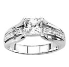     solid 925 Sterling Silver Women Wedding Band Princess Cz Engagement Ring  new 