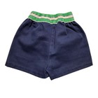 Vintage 70s Donmoor Toddler Boys Shorts Navy Blue Green Striped Waist Pockets T3