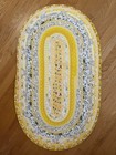 Yellow And White Floral Oval Throw Jelly Roll  Rug