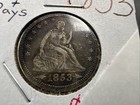 1853 25c Seated Liberty Silver Quarter Coin Choice Vf Very Fine Neat Toning