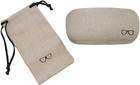 Vemiss Hard Shell Eyeglasses Sunglasses Glasses Case Linen Fabrics Large Khaki