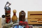 Junk Drawer Lot Coins military knives tools toys casino Dice pens misc  Vintage