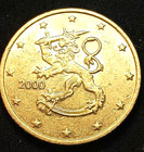 Finland 50 Euro Cent 2000 Map  Finish Heraldic Lion Twelve Stars  50 Euro Cent