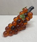 Vintage Mid Century Orange Amber Lucite Grapes Cluster Acrylic Grapevine Stern 