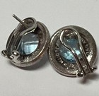 Judith Ripka Sterling Silver 925 Faceted Blue Topaz Stone Pierced Earrings 9gr