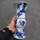 Fine Chinese Collectable Art Hand Blue White Porcelain Figure Vase