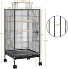 Large Bird Cage 40 Inch Rolling Metal Parakeet Cage Black For Cockatiels Parrot