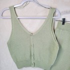 Sincerely Jules 2 Pc Knit Set Wide Leg Pants Crochet Outfit Green Crop Top Large