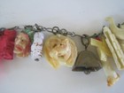 Cracker Jack Metal Chain Bracelet W  Charms Celluloid Antique Set 25