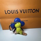 Louis Vuitton Key Chain Blue Yellow Silver Metal Leather Logo Designer Modern
