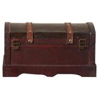 Vintiquewise Storage Trunk Box Wooden Treasure Chest Leather Decorative 12 x6 5 