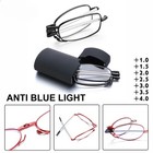 2 Pairs Anti-blue Metal Compact Folding Light Reading Glasses With Carrying Case