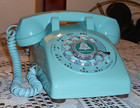 Excellent Vtg Bell System Classic Teal Blue Rotary Dial Itt Desk Phone Works 