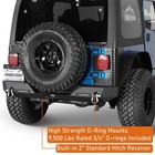 Rear Bumper For Jeep Wrangler Yj Tj 87-06 D-rings Hitch Led Textured Black Steel