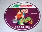 Vintage Sinclair Dino Dinosaur Gasoline   Fred Flintstone 12  Metal Gas Oil Sign