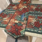 Christmas Tapestry Table Runner 4 Placemats Poinsetta Candles Red Green Gold Usa