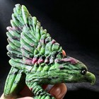 Hand Carved Natural Stone Eagle And Snake Figurine Wildlife Sculpture Decor