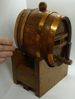 Old 1955 Mini French Ph  Foulon Oak   Copper Banded Wine Barrel Cask W Stand Mcm