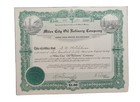 1922 Miles City Oil Refinery Stock Certificate  447 Issued To A n  Hotchkiss