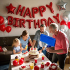 27 Pcs Red Silver Birthday Decorations  3d Letters Red Happy Birthday Balloon