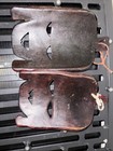 2 Small 5 Inch Tall African Tribal Mask Hand Carved Wood Wall Decor Folk Art