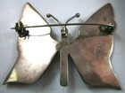 Vintage  Antique Sterling Silver And Abolone Shell Butterfly Pin