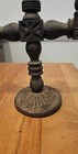 Vintage Rustic Wooden Hand Carved Candelabra   - 11  Tall