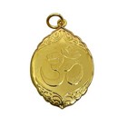 Saraswati Goddess Playing Veena Om Hindu Amulet Pendant Gold Plated Frame  4