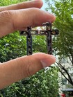 Natural Sericho Pallasite Meteorite Cross Pendant Titanium-steel Frame And Chain