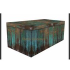 Stack Displays Distressed Wood  Fitted Table Cover Teal Patina 6 Ft Rectangle